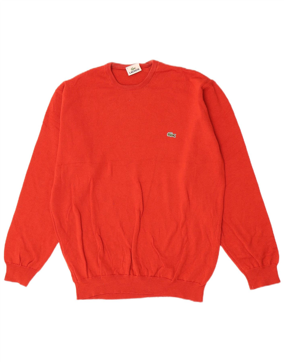 Lacoste Herre Crew Neck Jumper Sweater Størrelse 6 XL Rød Virgin Wool