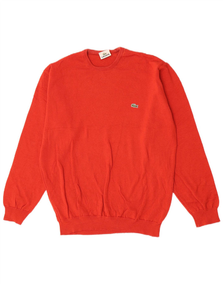 Lacoste Herre Crew Neck Jumper Sweater Størrelse 6 XL Rød Virgin Wool