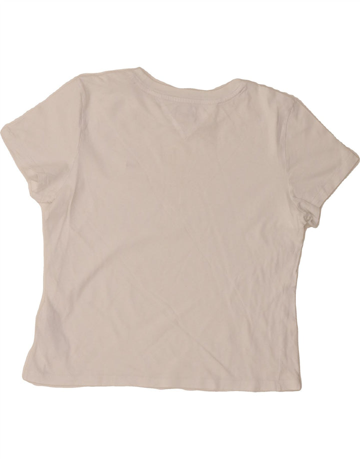 TOMMY HILFIGER Womens T-Shirt Top UK 14 Medium White Cotton Vintage Tommy Hilfiger and Second-Hand Tommy Hilfiger from Messina Hembry 
