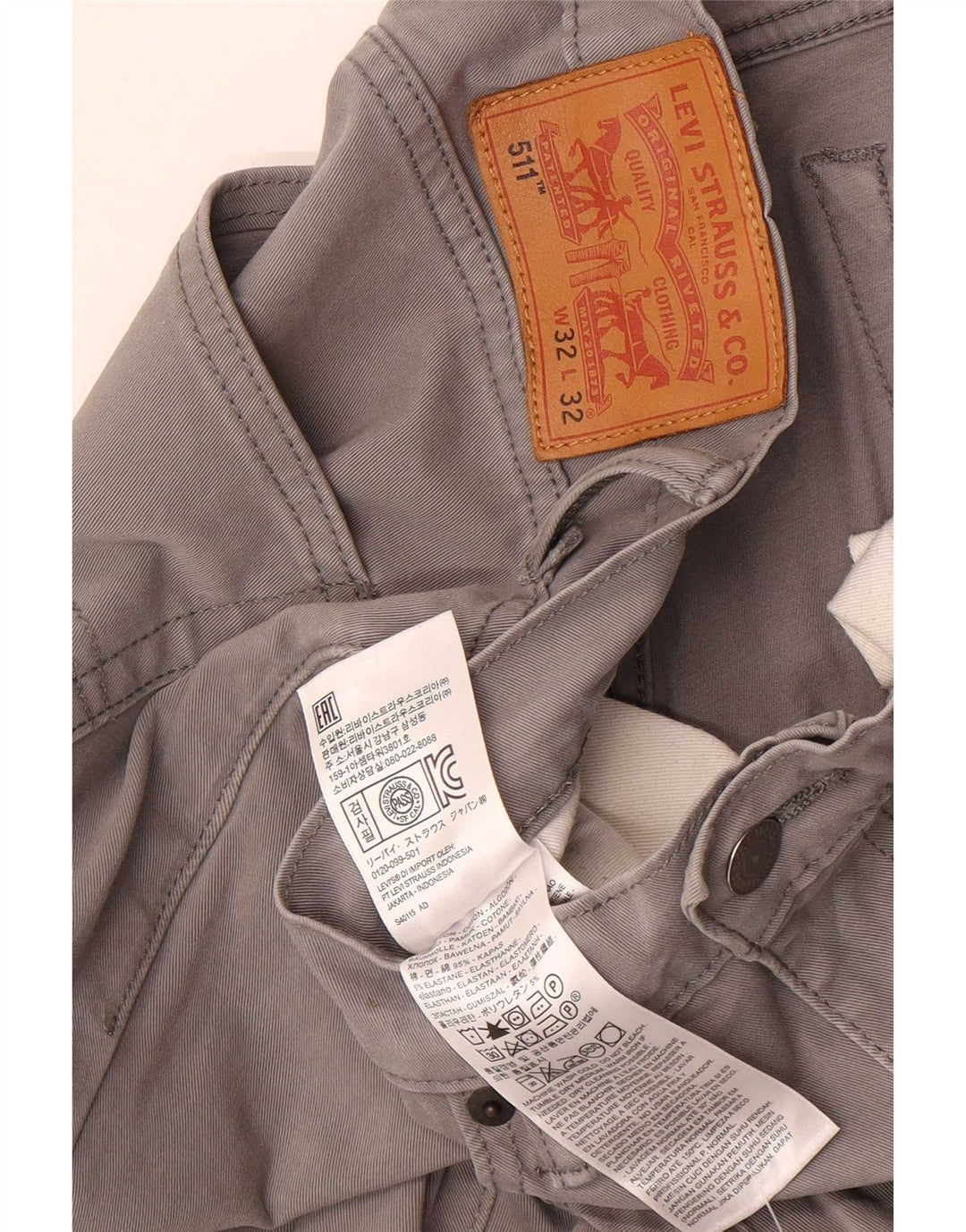 Levi's Herre 511 Slim Casual Bukser W32 L32 Grå Bomuld