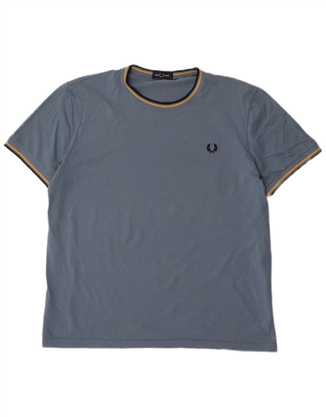 Fred Perry Herre T-Shirt Top XL Blå Stribet Bomuld