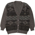 VINTAGE Mens Cardigan Sweater Large Grey Argyle/Diamond Vintage Vintage and Second-Hand Vintage from Messina Hembry 