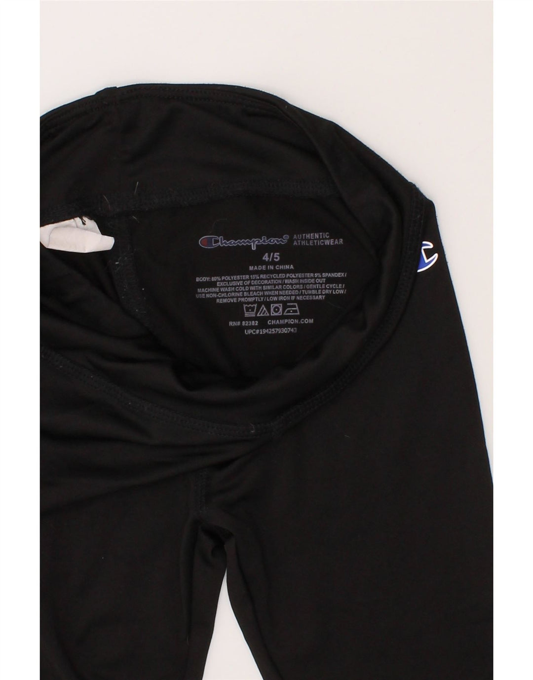CHAMPION Girls Graphic Leggings 4-5 Years Black Polyester Vintage Champion and Second-Hand Champion from Messina Hembry 