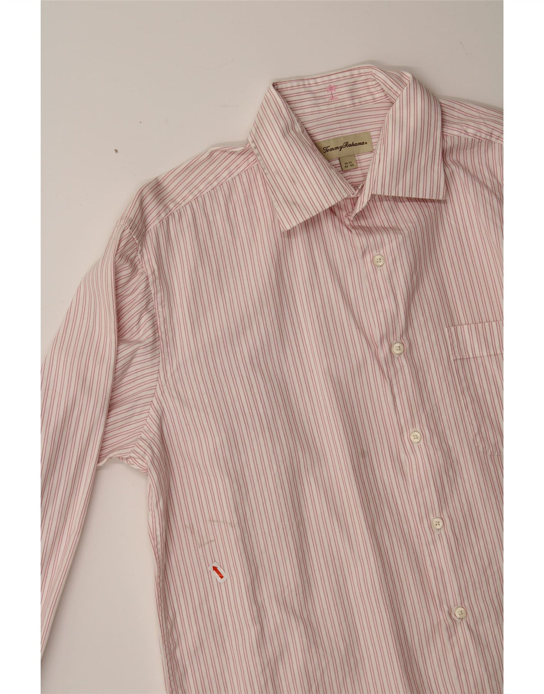 TOMMY BAHAMA Mens Shirt Size 15 1/2 Medium Pink Pinstripe Cotton Vintage Tommy Bahama and Second-Hand Tommy Bahama from Messina Hembry 