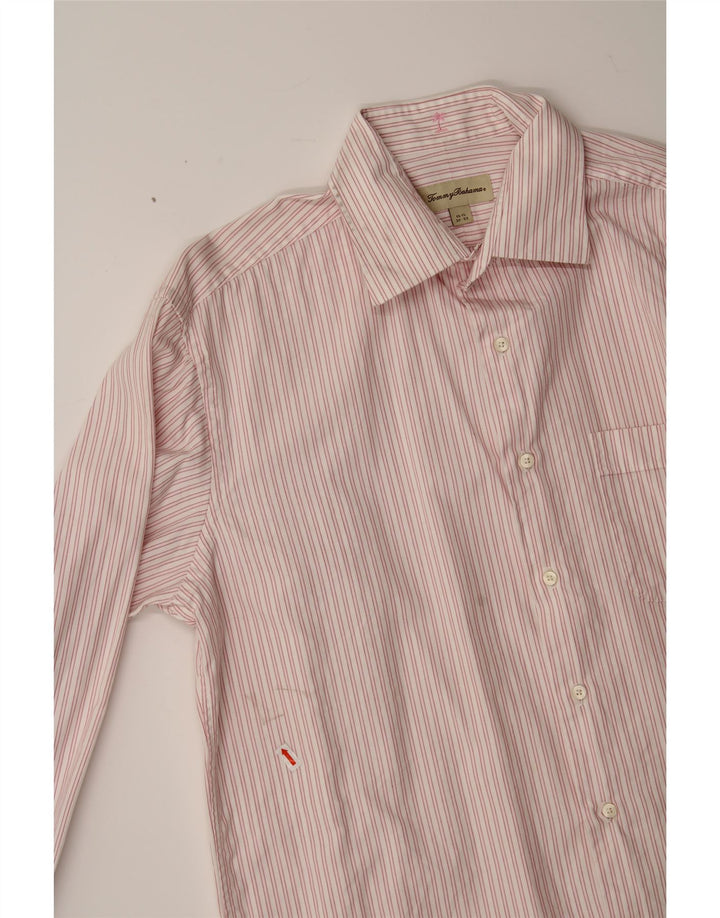 TOMMY BAHAMA Mens Shirt Size 15 1/2 Medium Pink Pinstripe Cotton Vintage Tommy Bahama and Second-Hand Tommy Bahama from Messina Hembry 