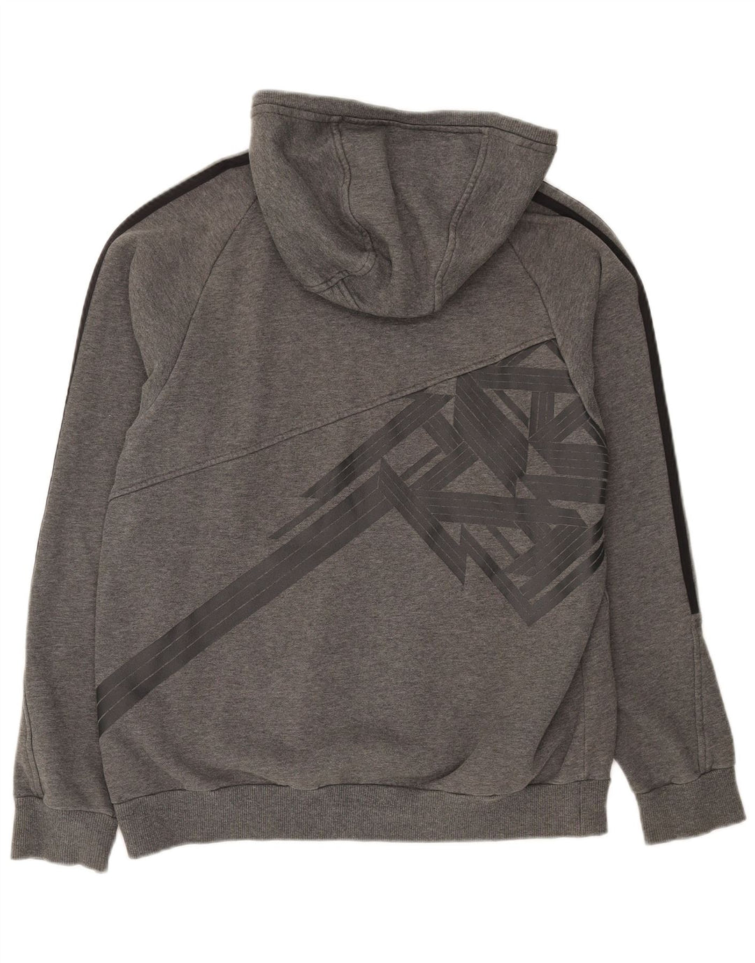 ADIDAS Mens Graphic Hoodie Jumper Medium Grey Cotton