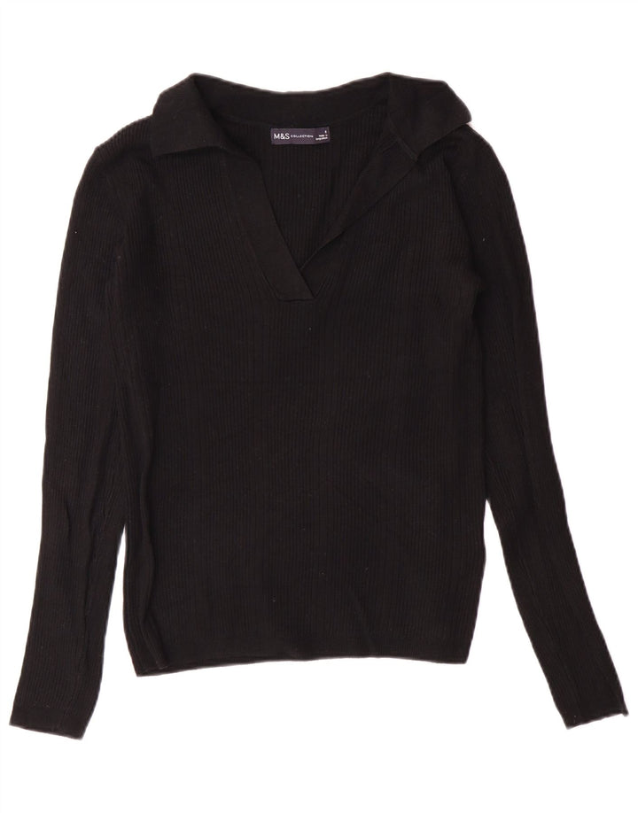MARKS & SPENCER Dame Polo Neck sweater UK 8 Small Black Viscose