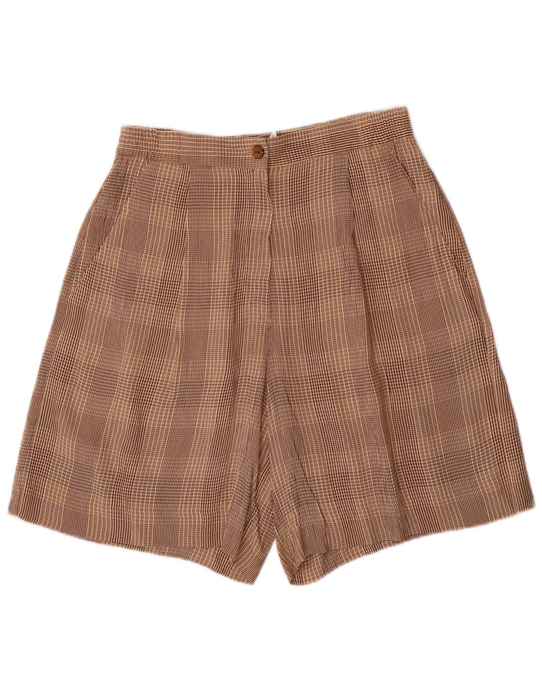 VINTAGE Kvinders 4-knap 2-delt sæt UK 10 Small W28 Brown Check Acetate