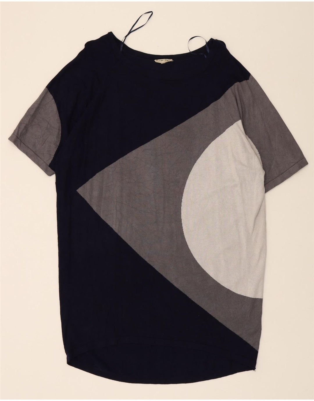 PHASE EIGHT Womens Jumper Dress UK 14 Large Navy Blue Geometric Vintage Phase Eight and Second-Hand Phase Eight from Messina Hembry 