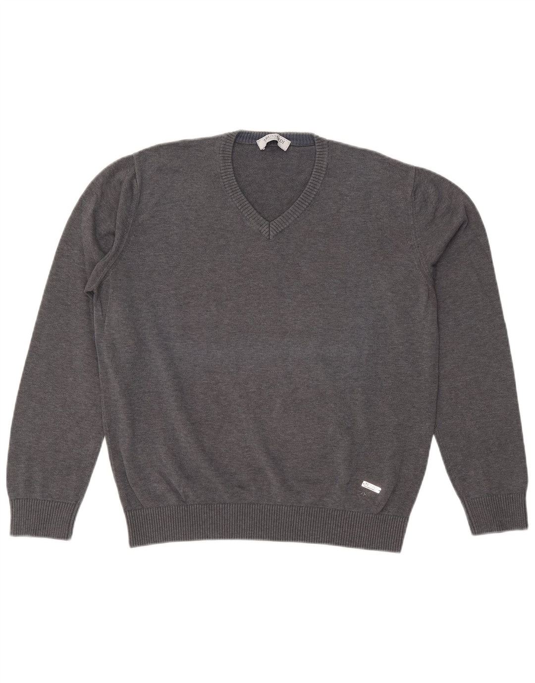 Trussardi Herre V-hals sweater Stor grå bomuld