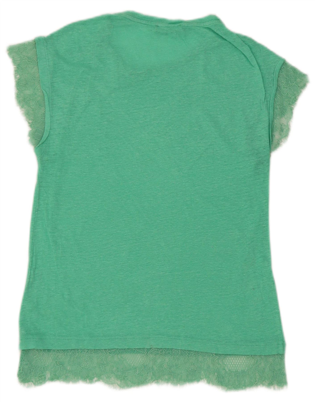 Zara Dame T-Shirt Top UK 10 Lille Grøn