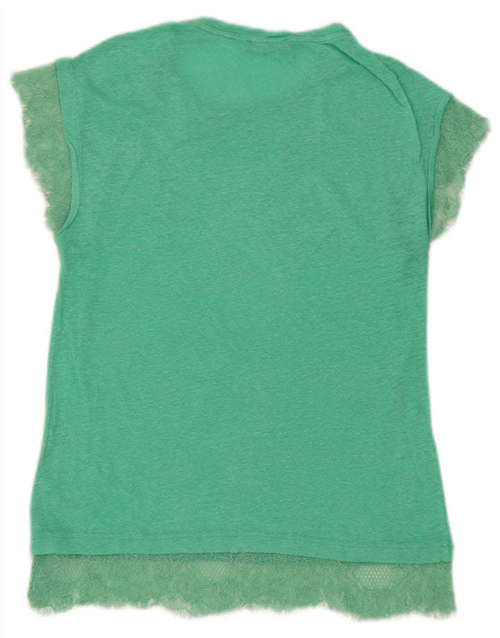 Zara Dame T-Shirt Top UK 10 Lille Grøn