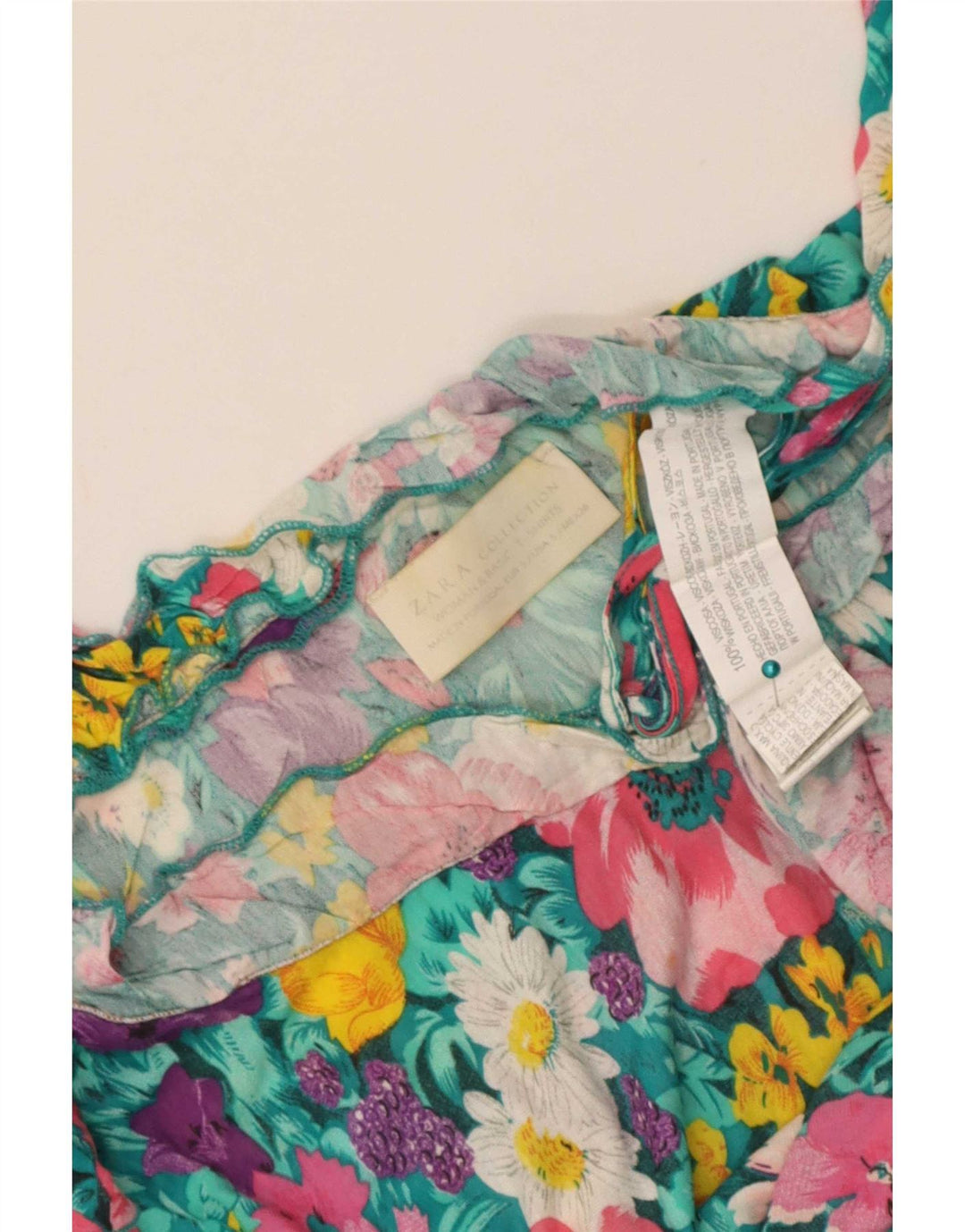 Zara Womens Off Shoulder Top UK 10 Small Multicolored Floral Viscose