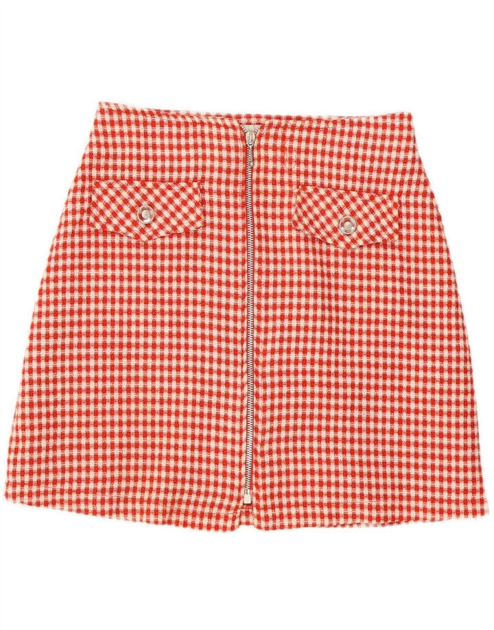 Galleria Dame Mini Nederdel IT 46 Large W28 Red Gingham Polyester