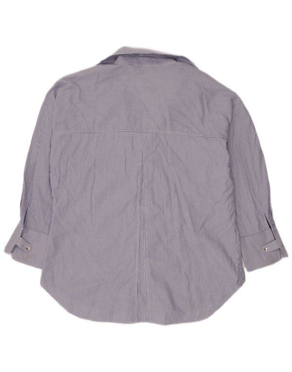 Zara Dame Oversized Shirt UK 16 Large Blue Pinstripe