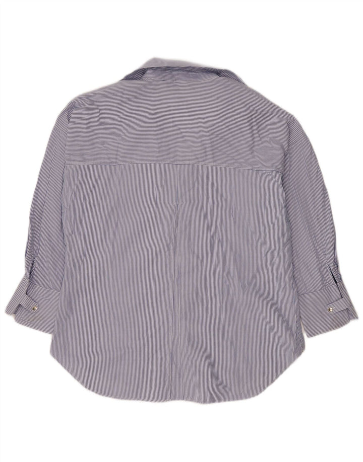 Zara Dame Oversized Shirt UK 16 Large Blue Pinstripe