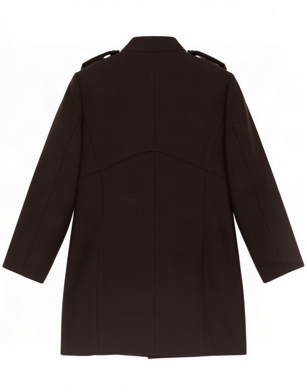 Zara Womens Military Overcoat UK 14 Large Black Polyester