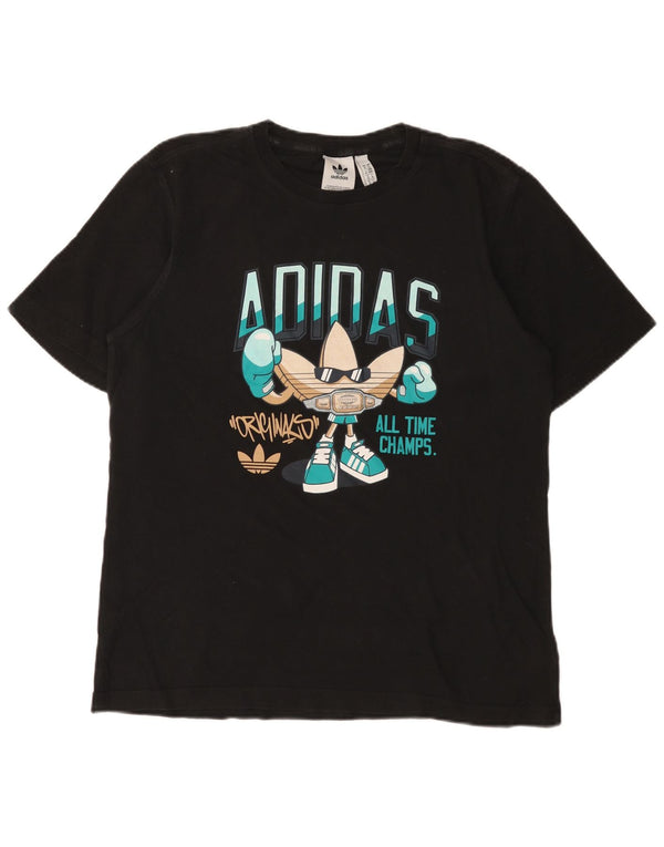 Adidas Herre grafisk T-shirt Top Medium Sort Bomuld