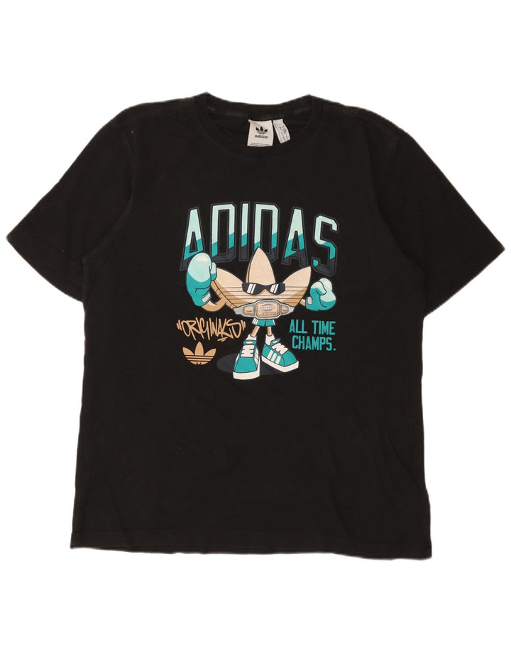 Adidas Herre grafisk T-shirt Top Medium Sort Bomuld