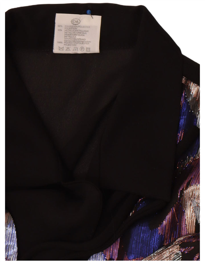 C&A Womens Relaxed Fit skjortebluse med abstrakt mønster UK 16 Large Black
