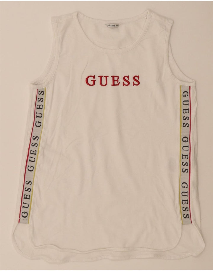 GUESS Boys Graphic Vest Top 13-14 Years White Cotton Vintage Guess and Second-Hand Guess from Messina Hembry 