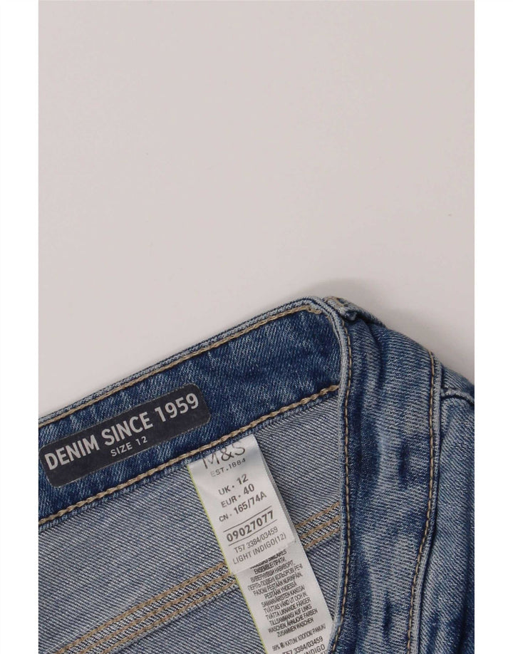 Marks & Spencer Kvinder Distressed Denim Shorts UK 12 Medium W30 Blue Cotton