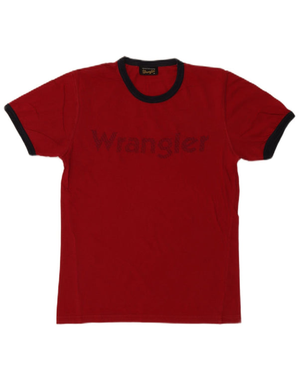 Wrangler Herre grafisk T-shirt Top Medium Rød Colourblock Bomuld