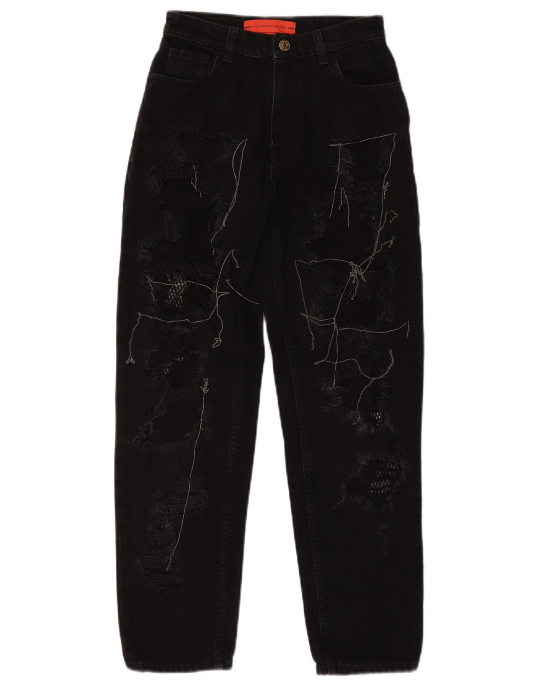 TOMMY HILFIGER Dame Distressed Tapered Jeans US 2 XS W25 L26 Sort