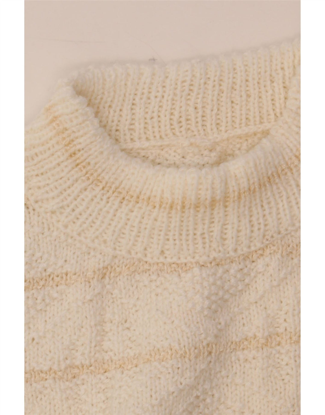 VINTAGE Womens Turtle Neck Jumper Sweater UK 16 Large White Striped Vintage Vintage and Second-Hand Vintage from Messina Hembry 