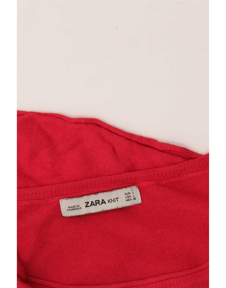 Zara Dame Bluse Top UK 16 Large Pink