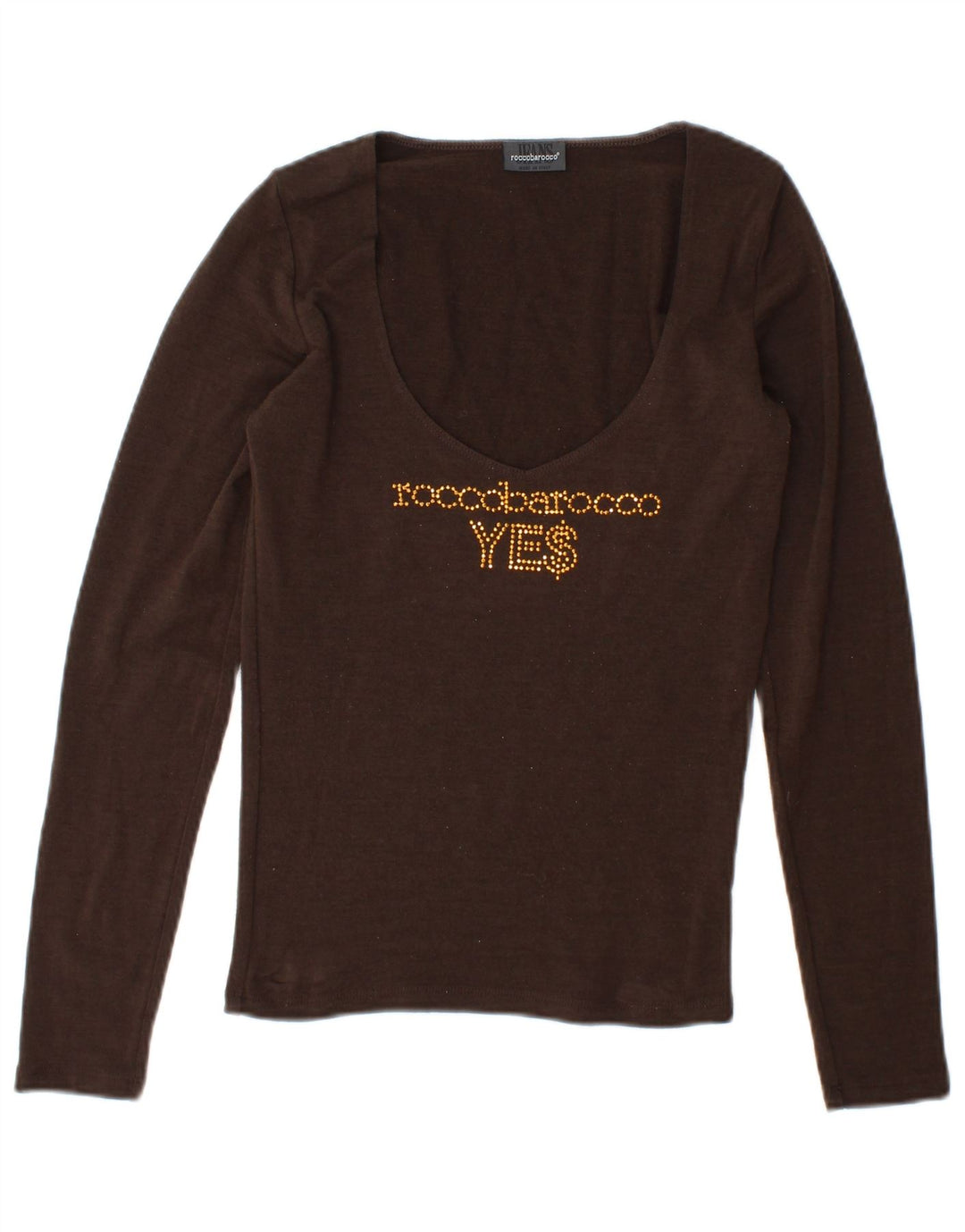 Roccobarocco Dame Grafisk Top Langærmet UK 12 Medium Brun
