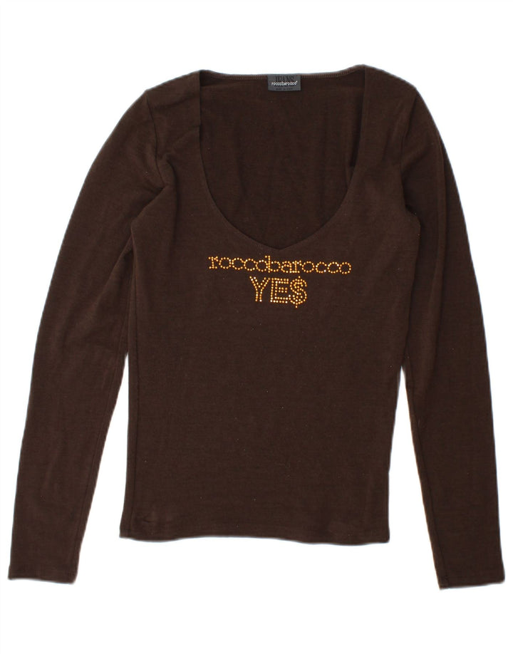 Roccobarocco Dame Grafisk Top Langærmet UK 12 Medium Brun