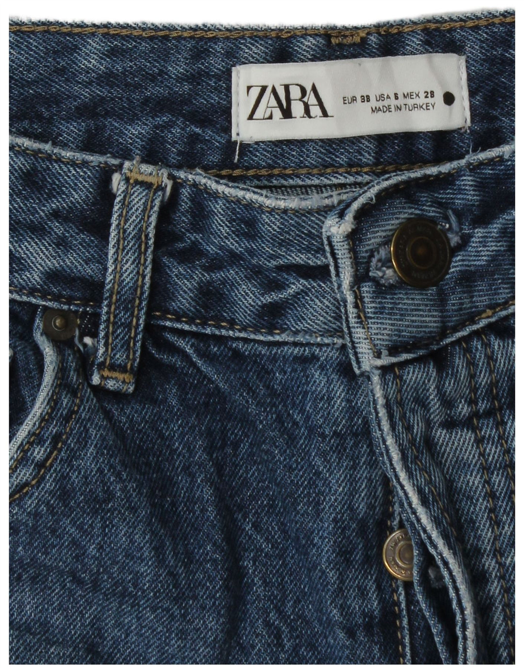 Zara Dame Straight Jeans EU 38 Small W28 L32 Blå
