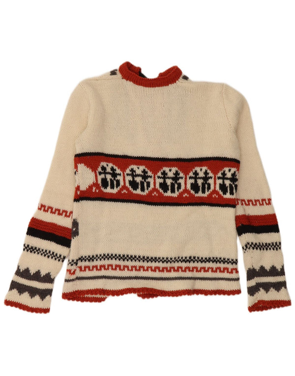 Vintage Womens Jumper Sweater UK 14 Medium Off White Fair Isle