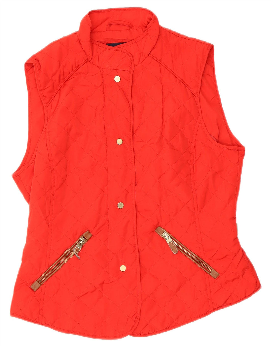 Zara Womens Quilted Gilet UK 12 Medium Rød Polyester