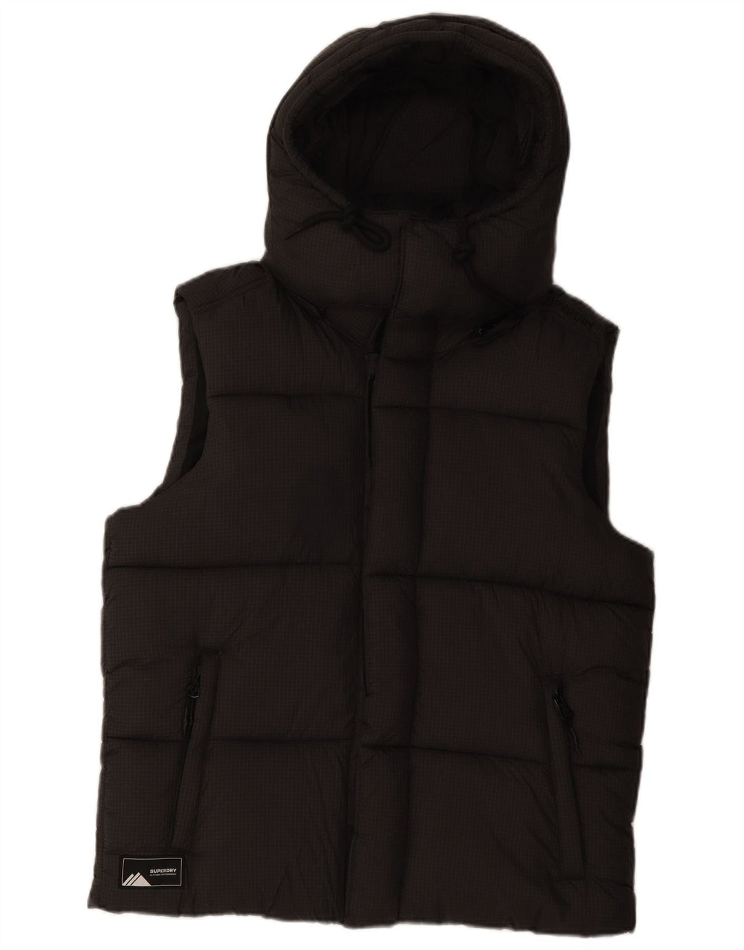 Superdry Herre hættepolstret Gilet UK 38 Medium Grey Ternet Nylon
