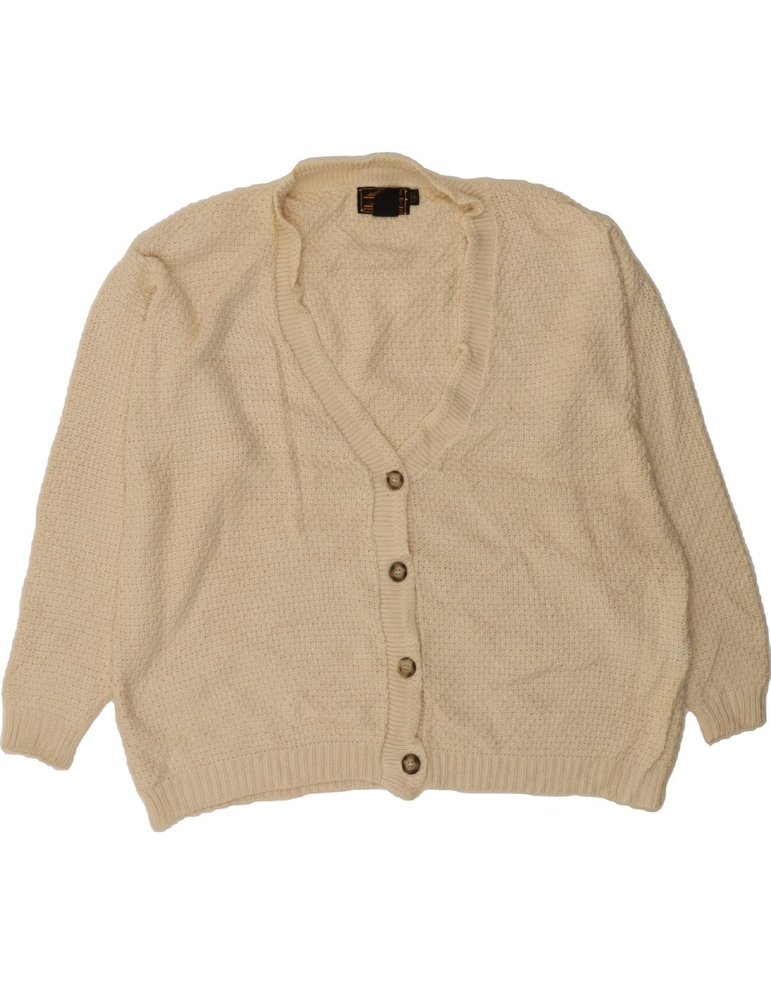 EDDIE BAUER Womens Cardigan Sweater UK 16 Large Beige Cotton Vintage Eddie Bauer and Second-Hand Eddie Bauer from Messina Hembry 