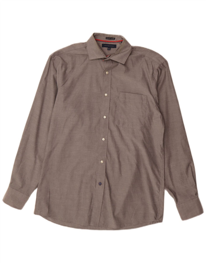 Tommy Hilfiger Herre Regular Fit Skjorte Størrelse 15 1/2 Medium Grey Bomuld