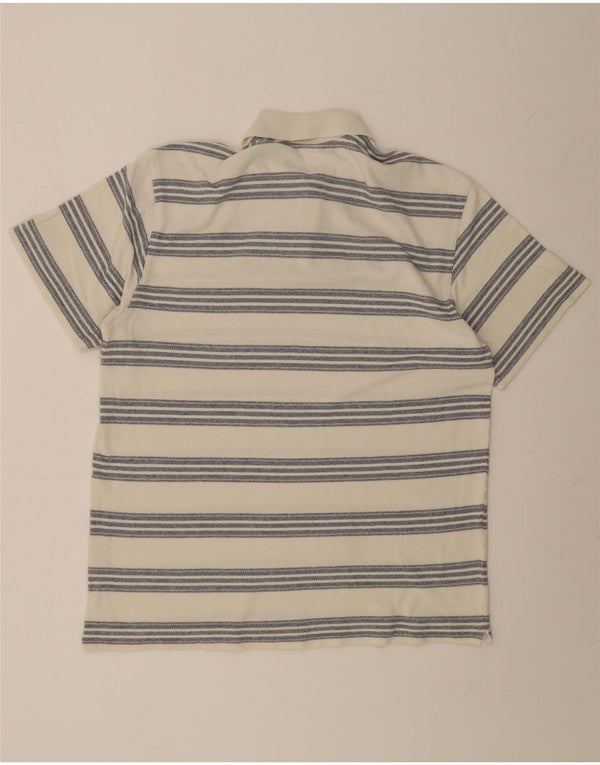 Ellesse Herre Polo Shirt UK 38 Medium Hvid Stribet Bomuld