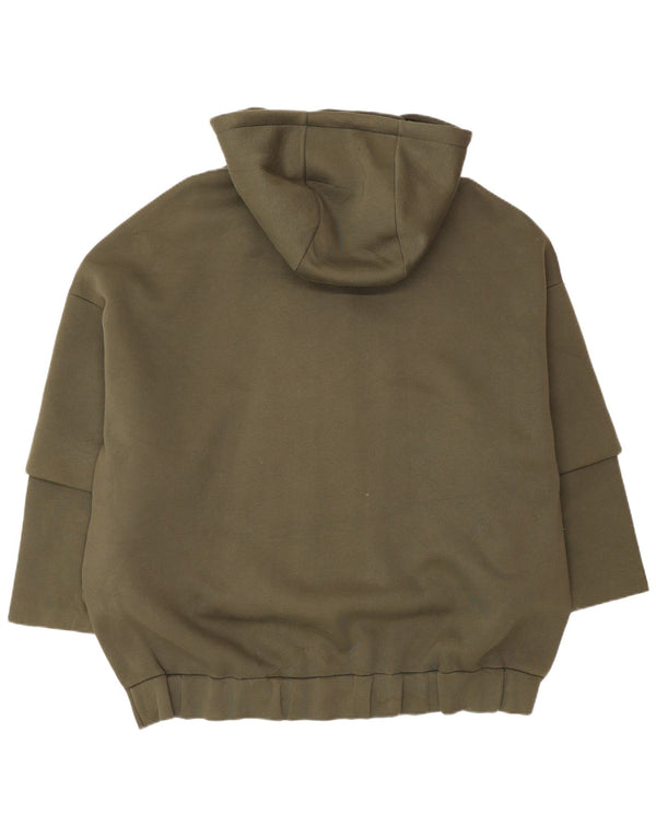 Cos Dame Oversized Hættetrøje Sweater UK 14 Medium Khaki Viscose