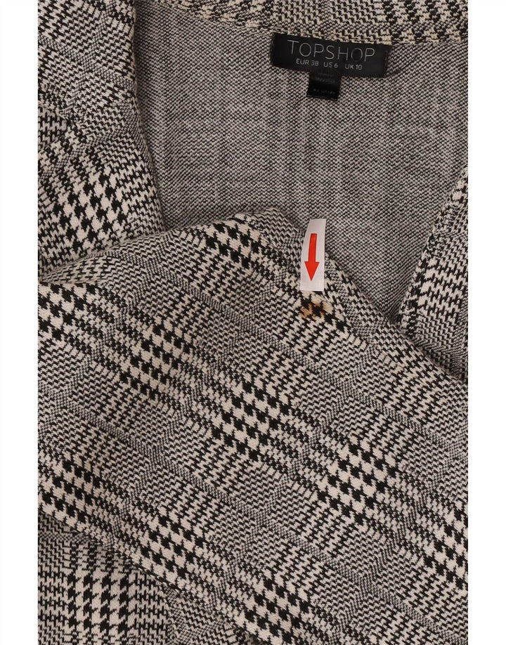 Topshop Dame Overfrakke UK 10 Lille Grå Houndstooth Bomuld