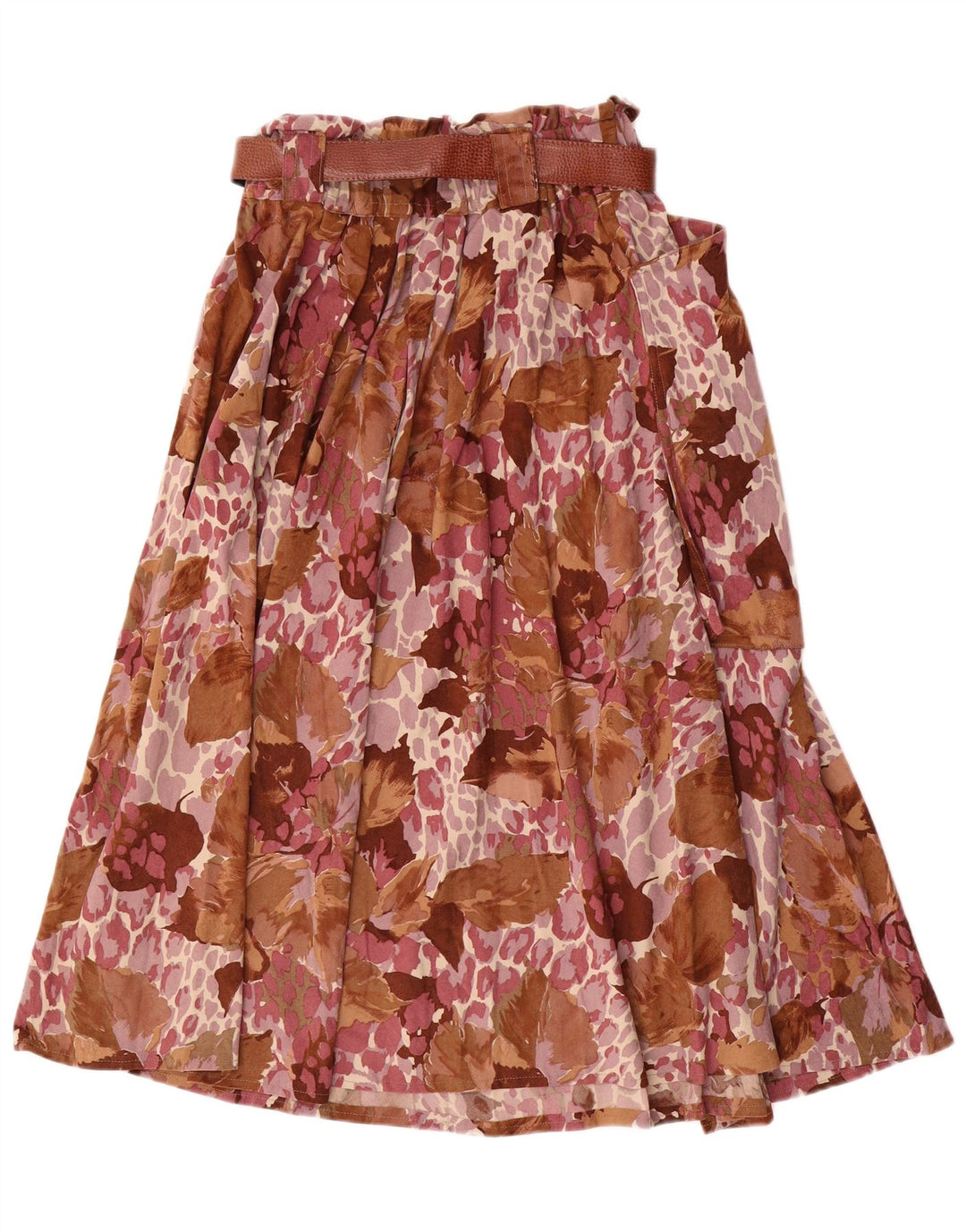 Vintage Kvinders Flared Skirt IT 44 Medium W28 Brown Floral Triacetat
