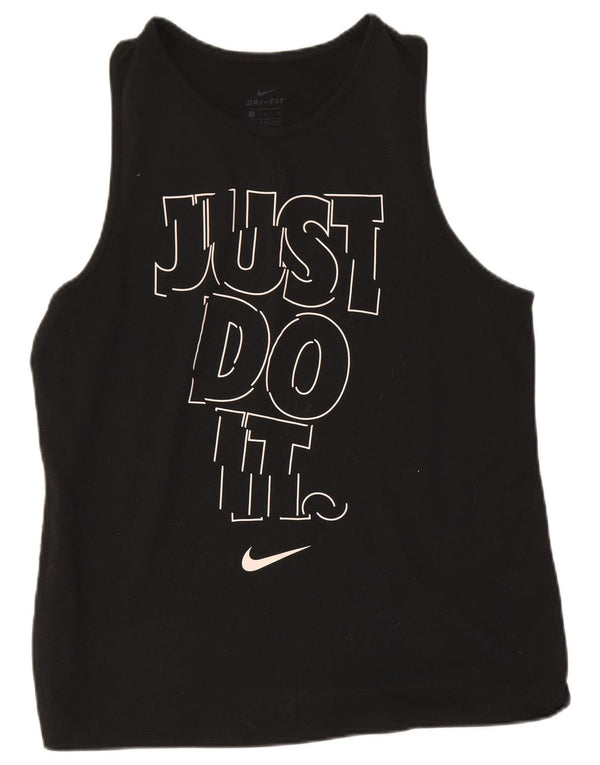 Nike Dame Dri Fit Grafisk Vest Top UK 10 Small Black Polyester