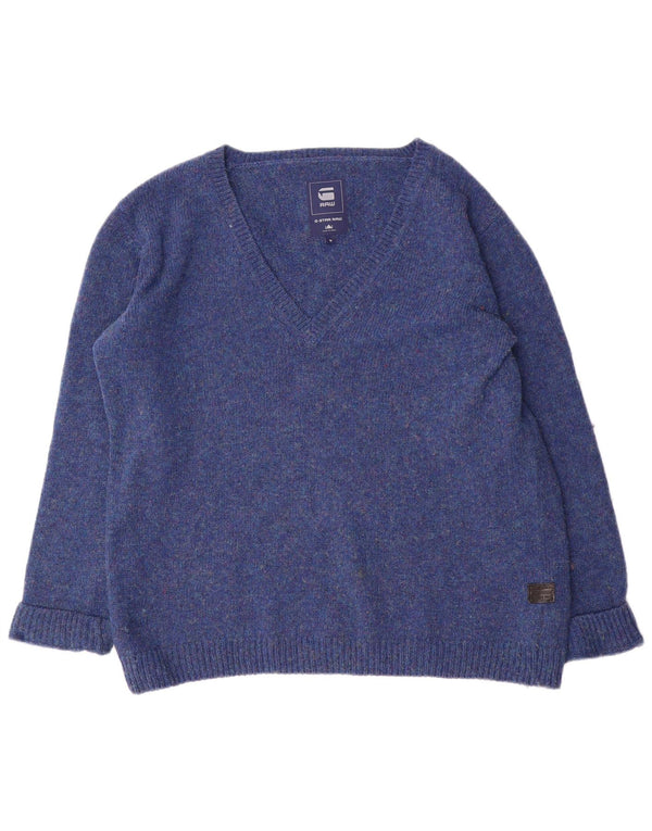 G-Star Dame V-hals sweater UK 14 Medium Blue Flecked