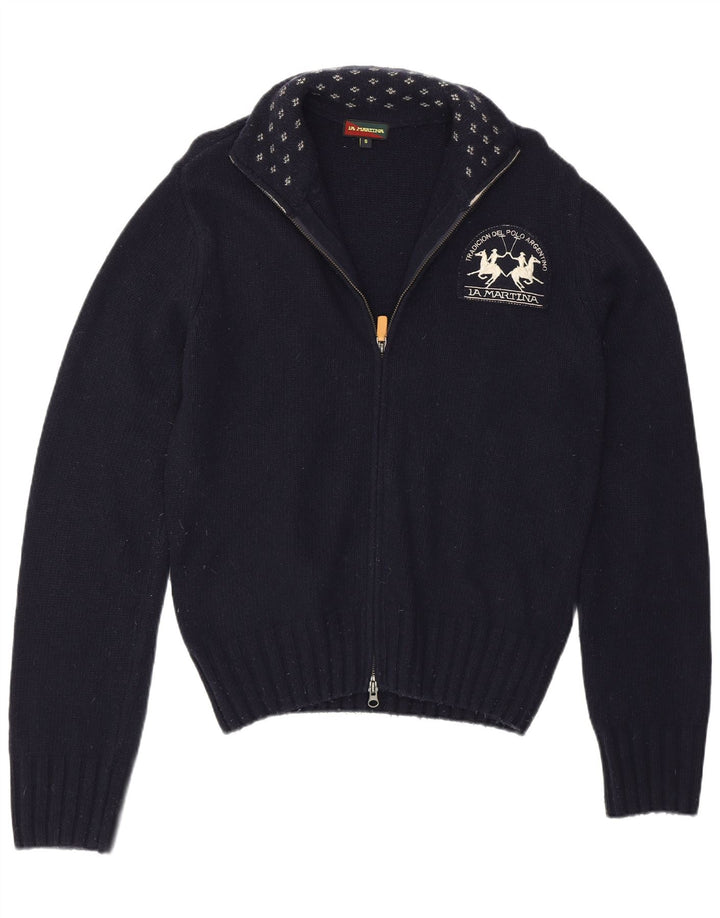 La Martina Herre Cardigan Sweater Small Navy Blue Virgin Wool