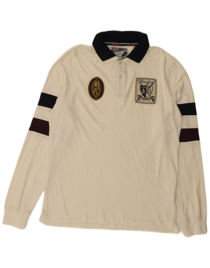 BACI & ABBRACCI Herre grafisk poloshirt XL Off White Colourblock