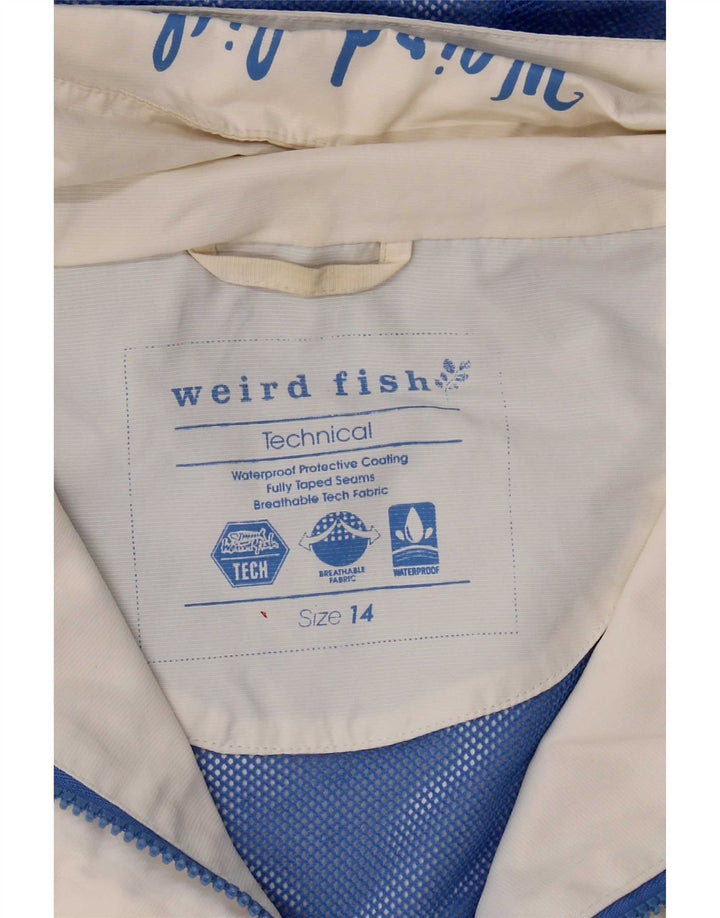 Weird Fish Dame Regnjakke med hætte UK 14 Large White Colourblock Nylon