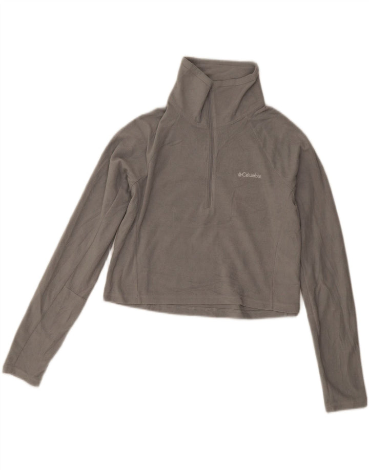 Columbia Womens Crop Zip Neck Fleece Jumper UK 8 Small Grey Polyester