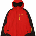 JACK WOLFSKIN Boys Hooded Windbreaker Jacket 15-16 Years Red Colourblock