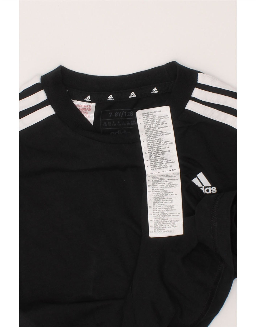 Adidas Boys T-Shirt Top 7-8 år Sort Bomuld